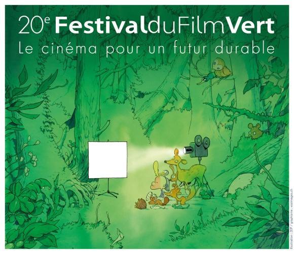 Festival du Film Vert illustration: a cinema in a forest.
